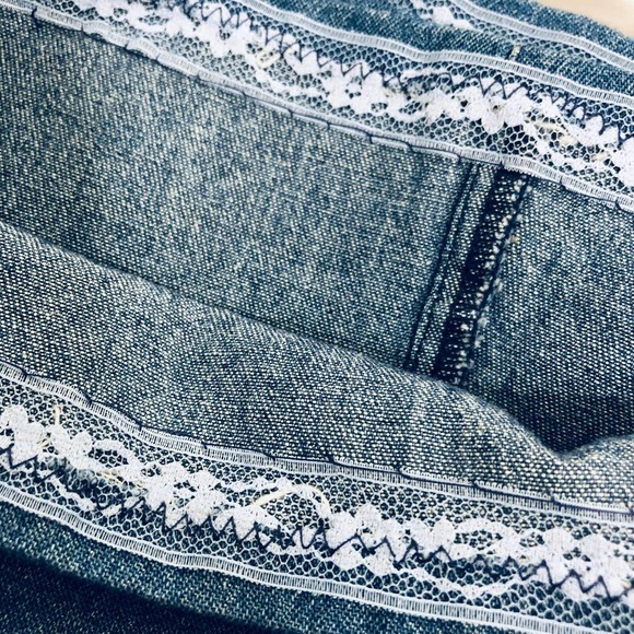 Vintage Denim Skirt Size 12 Cotton Studded Embellished - Picture 8 of 11